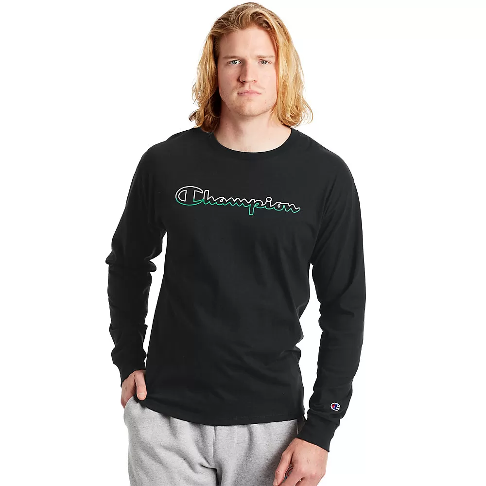 Long-Sleeve Jersey Tee, Split Script Logo