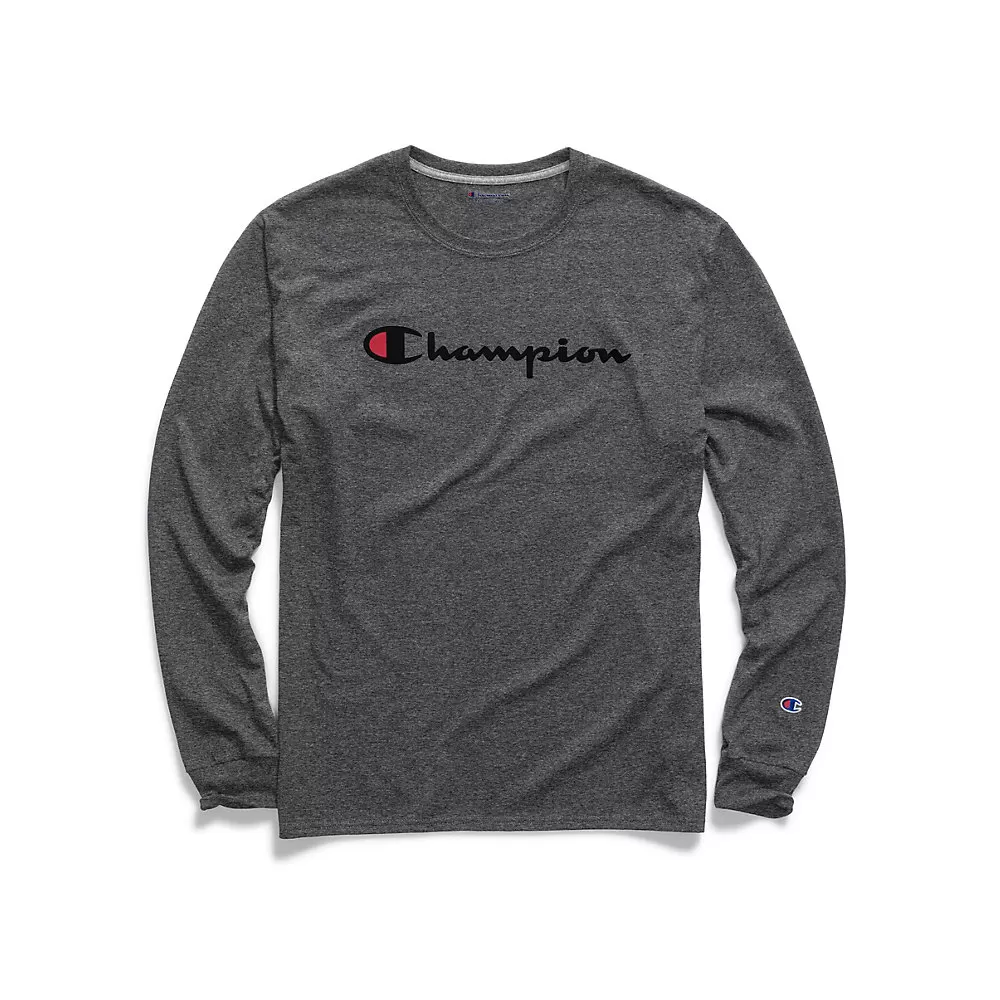Champion Men's Classic Jersey Long-Sleeve Tee, Script Logo