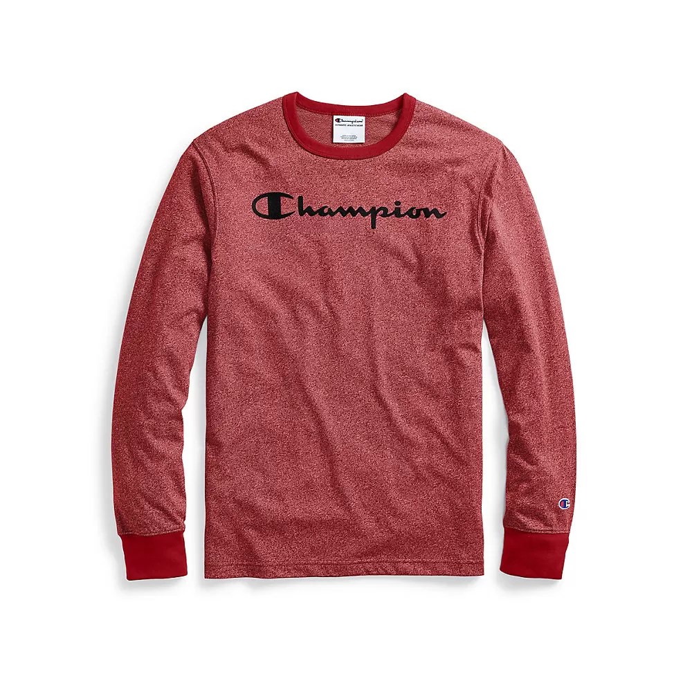 Champion Men's Heritage Heather Long-Sleeve Tee, Script Logo