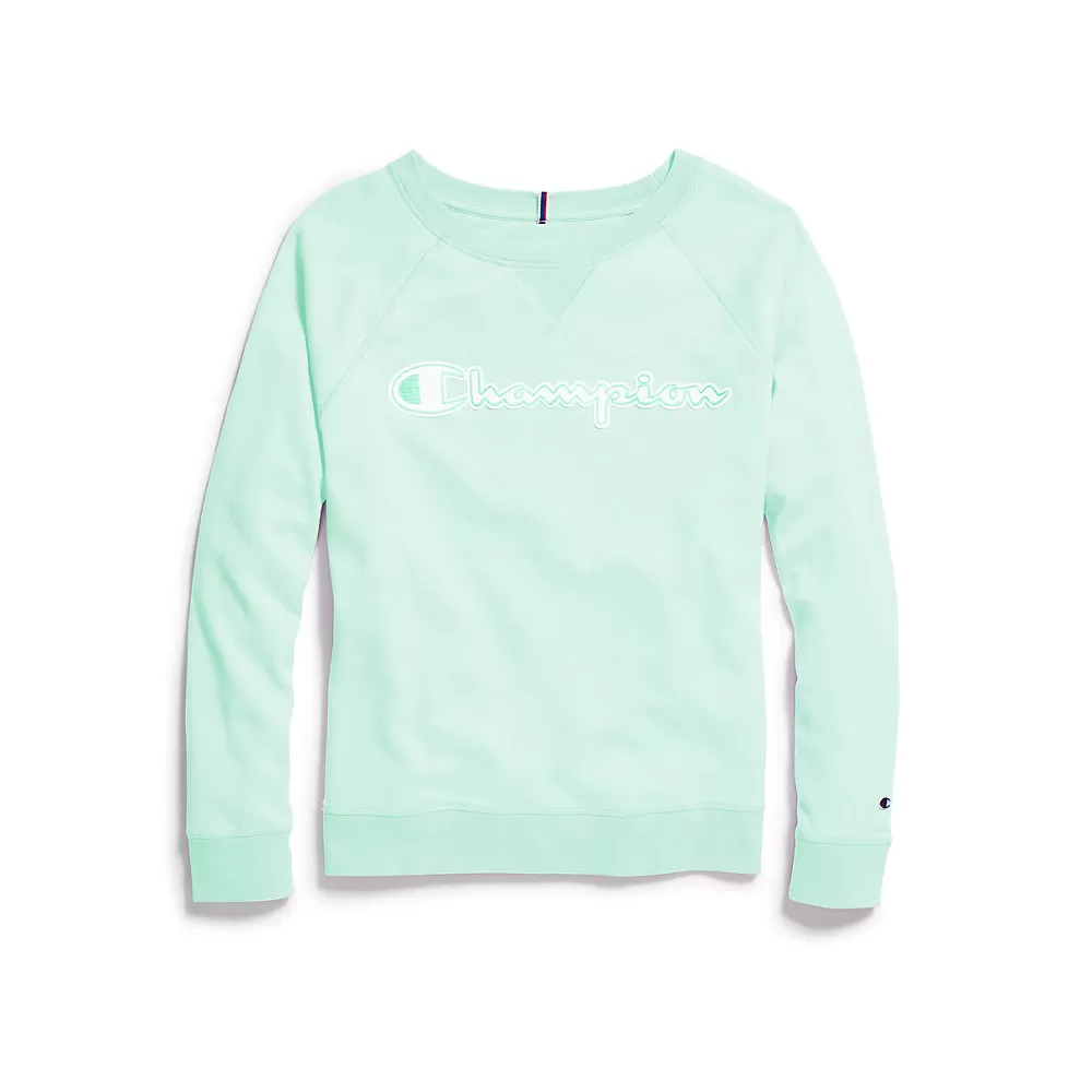 Champion Women's Plus Heritage French Terry Crew, Chainstitch Logo