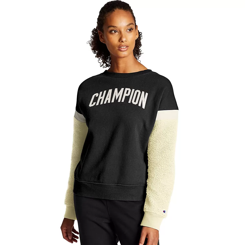 Champion Women's Heritage Sherpa Crew, Block Logo