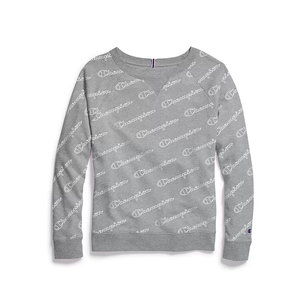 Champion Women's Plus Heritage French Terry Print Crew