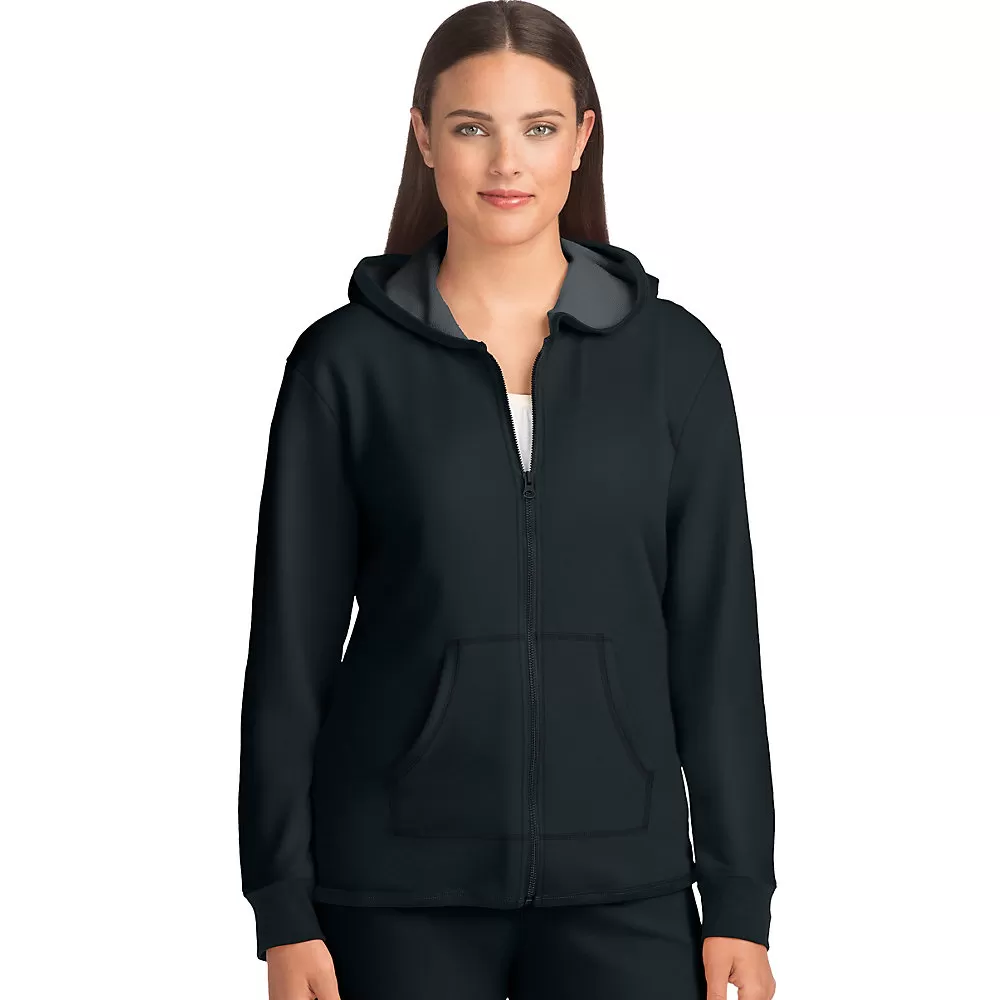 Hanes Women's French Terry High Low Zip Hoodie - Black