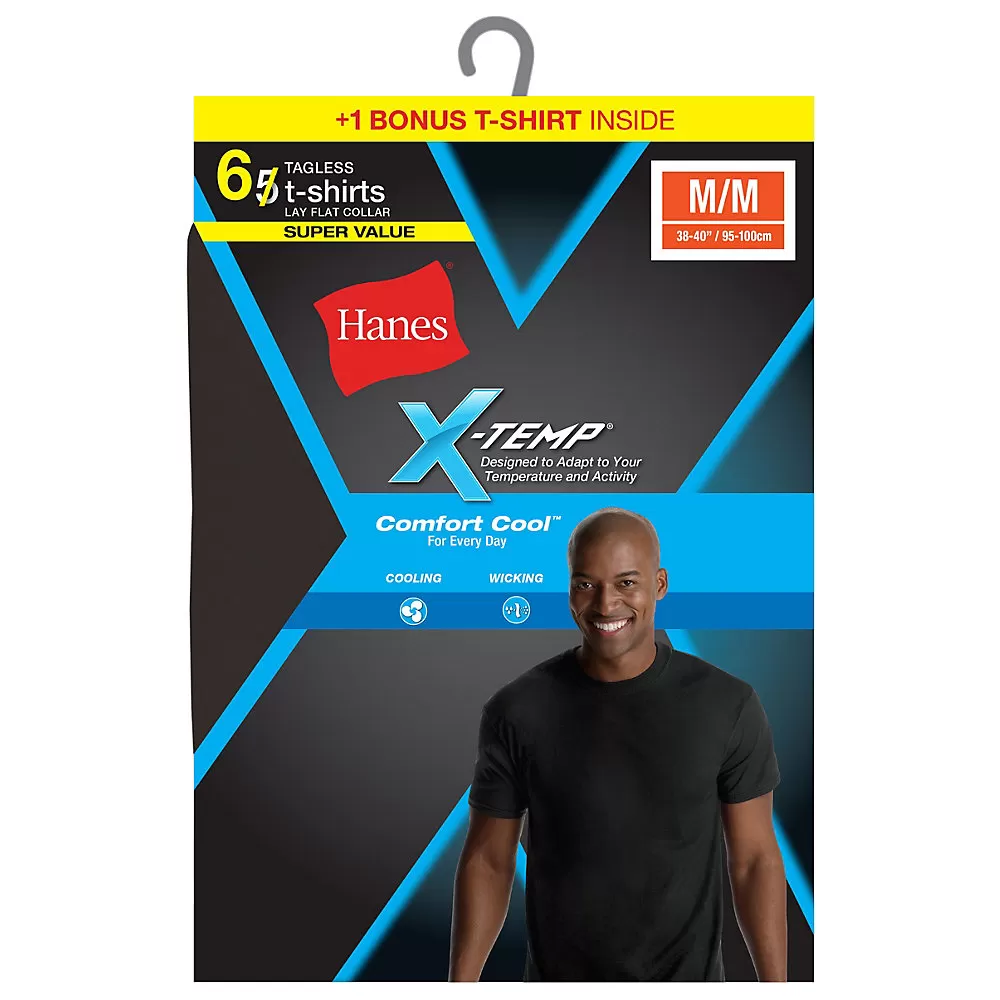 Hanes Men's Red Label X-Temp Dyed Crew Bonus Pk P5+1 Free