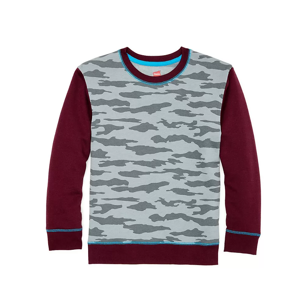 Hanes Boys Camo Fleece Colorblock Sweatshirt