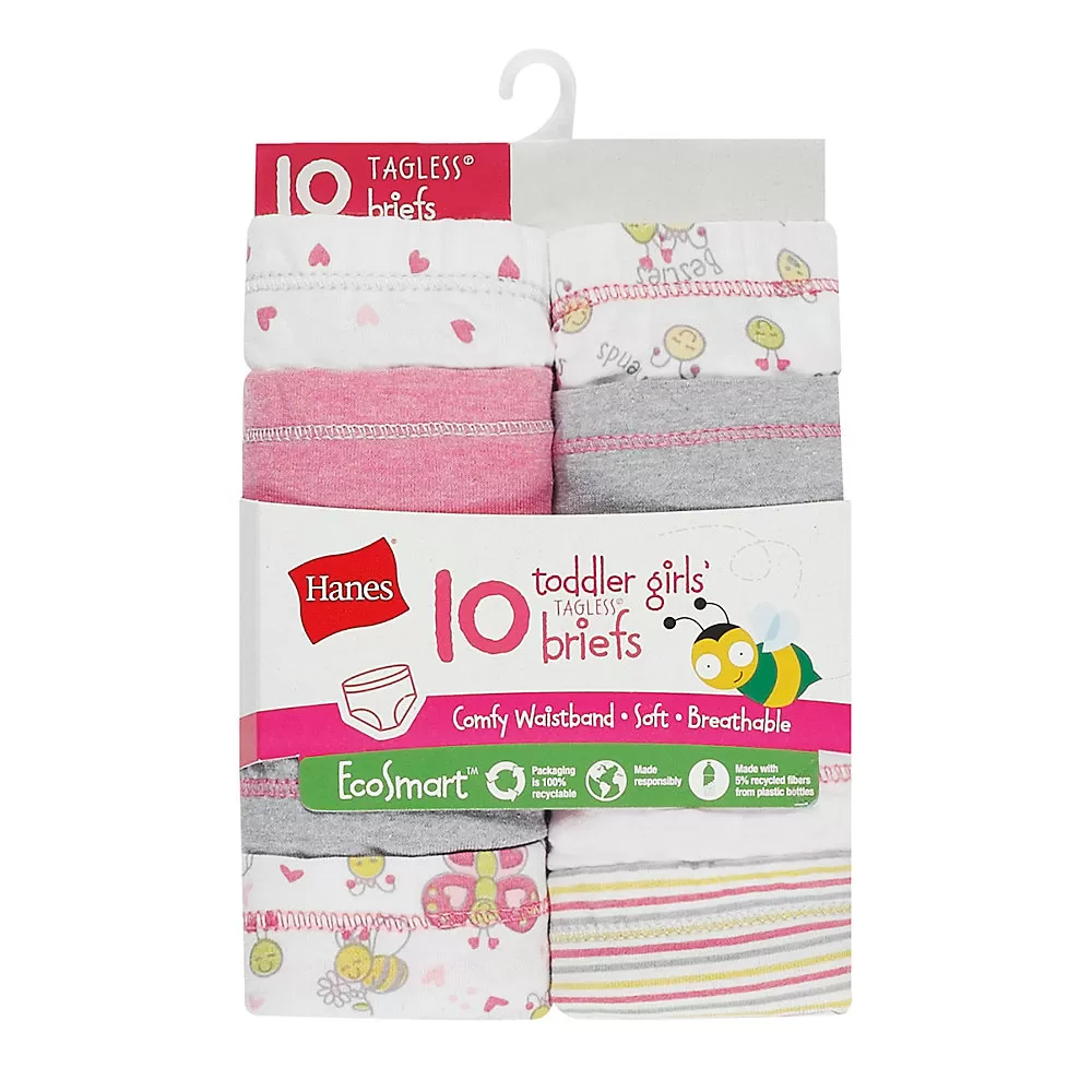 Hanes Toddler Girls' EcoSmart Briefs 10-Pack