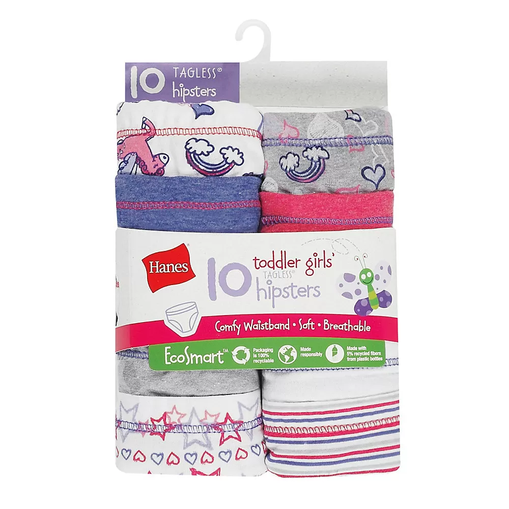 Hanes Toddler Girls' EcoSmart Hipsters 10-Pack
