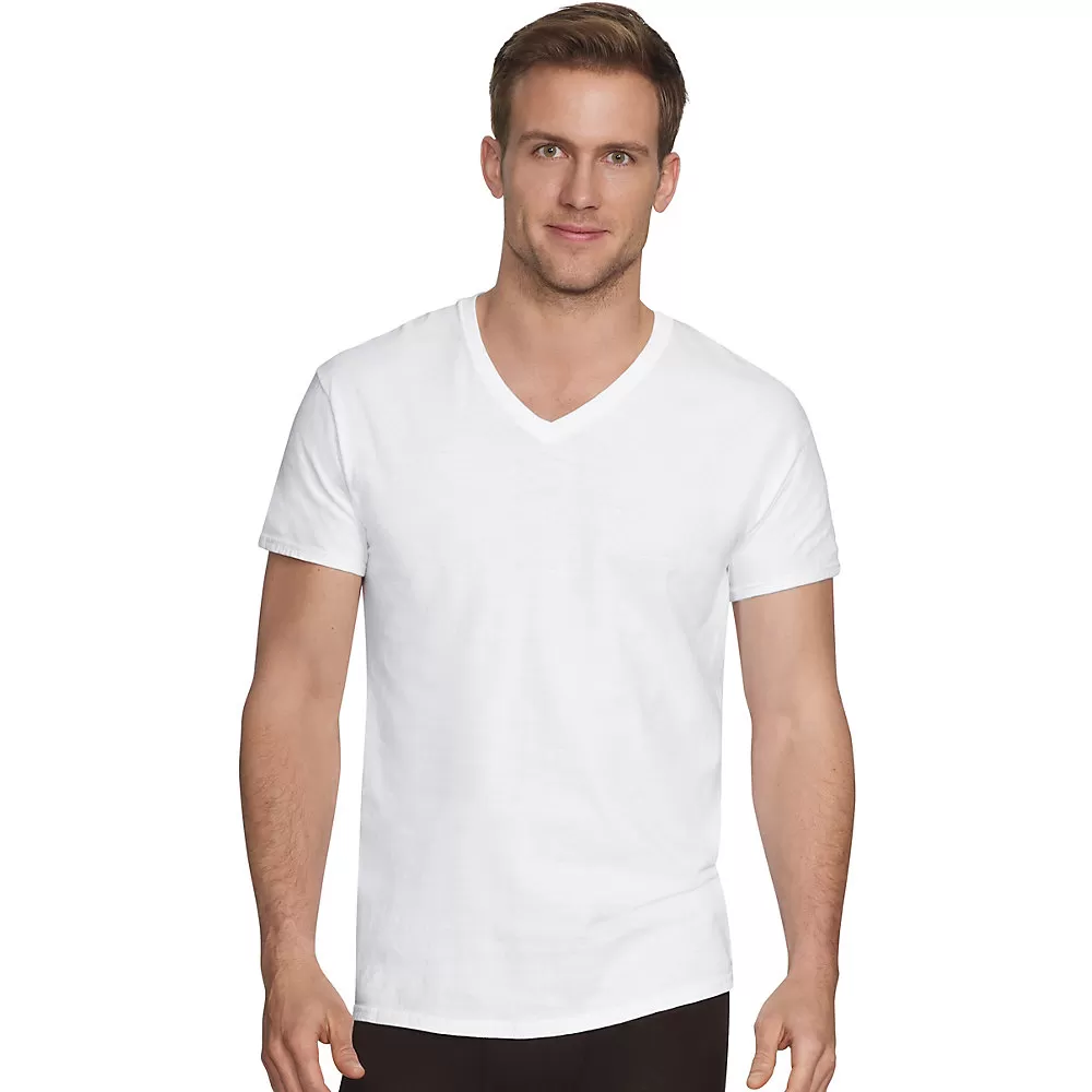 Hanes Ultimate Men's Comfort Fit White V-Neck Undershirt 4-Pack