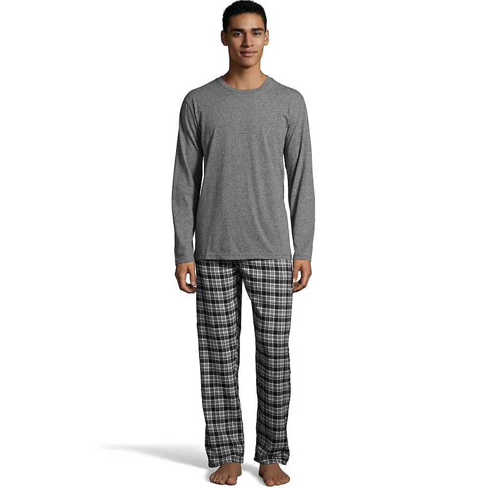 Hanes Men's Jersey Flannel Sleep Set