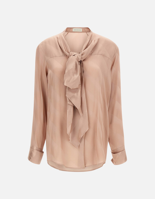 Curbi Silk Wide Lavallière Collar Shirt