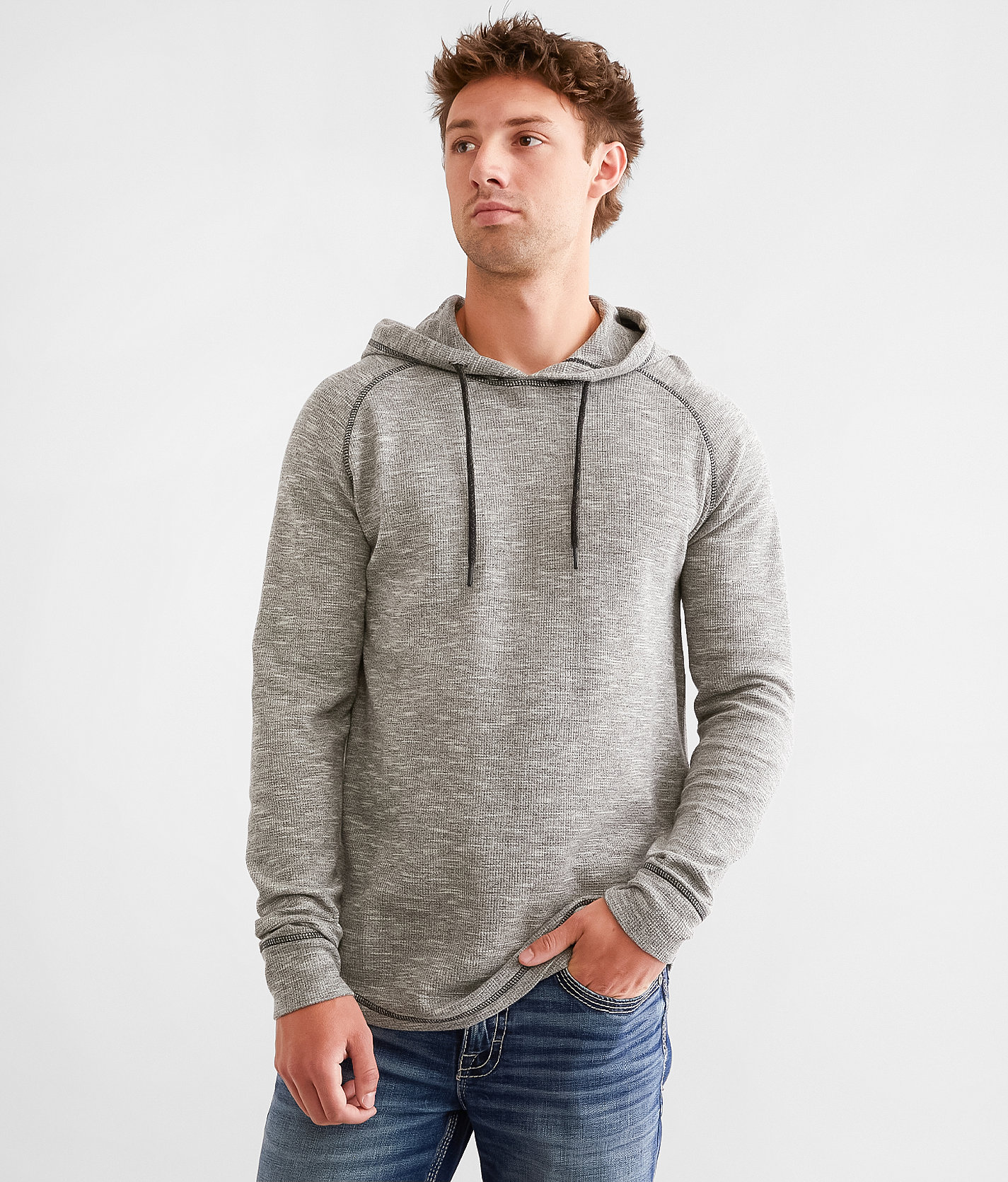 BKE Waffle Knit Hoodie - Men's Sweatshirts in Olive