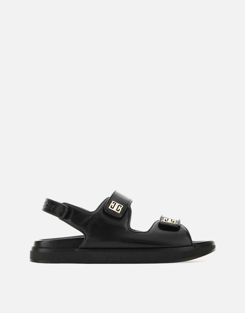 Black Leather 4G Sandals