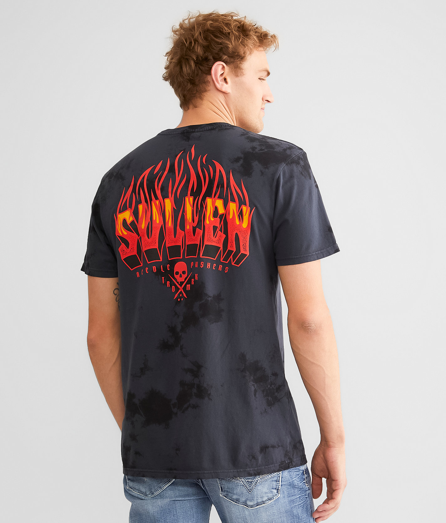 Sullen Inferno T-Shirt - Men's T-Shirts in Black Grey Crystal Wash