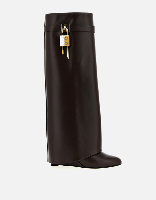 Calfskin Leather Shark Lock High Boots