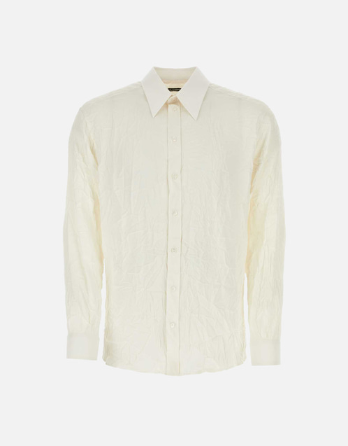 Men's Ivory Stretch Silk Shirt
