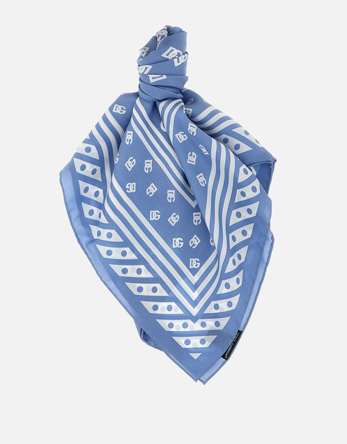 All-Over Logo Printed Silk Twill Scarf