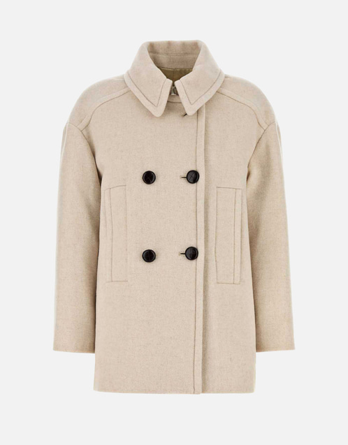 Wool Blend Double Breasted Coat
