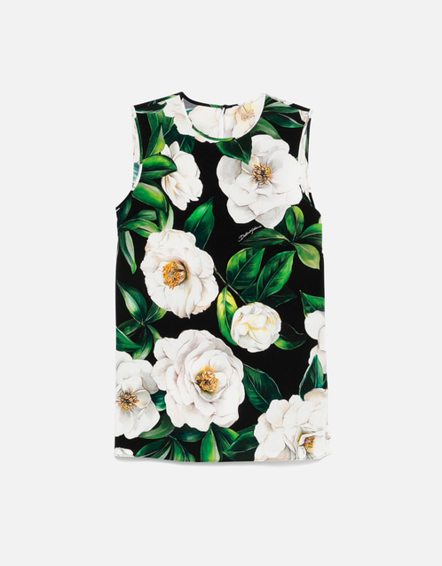 Stretch Silk Sleeveless Floral Top