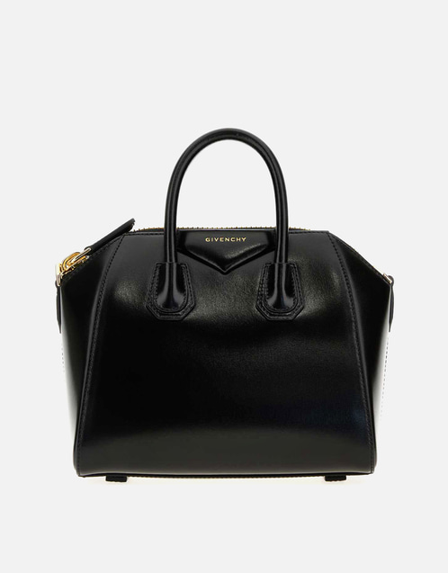 Black Calfskin Leather Mini Antigona Handbag