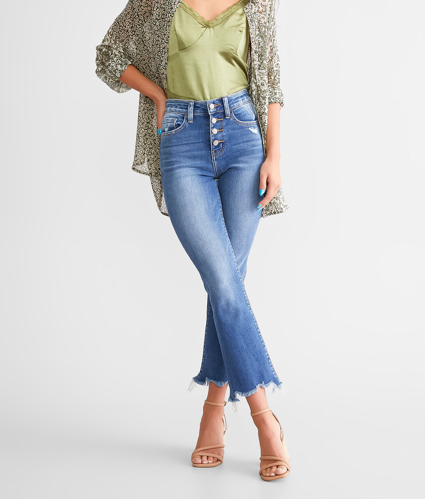 VERVET High Rise Cropped Flare Stretch Jean - Women's Jeans in Retreat