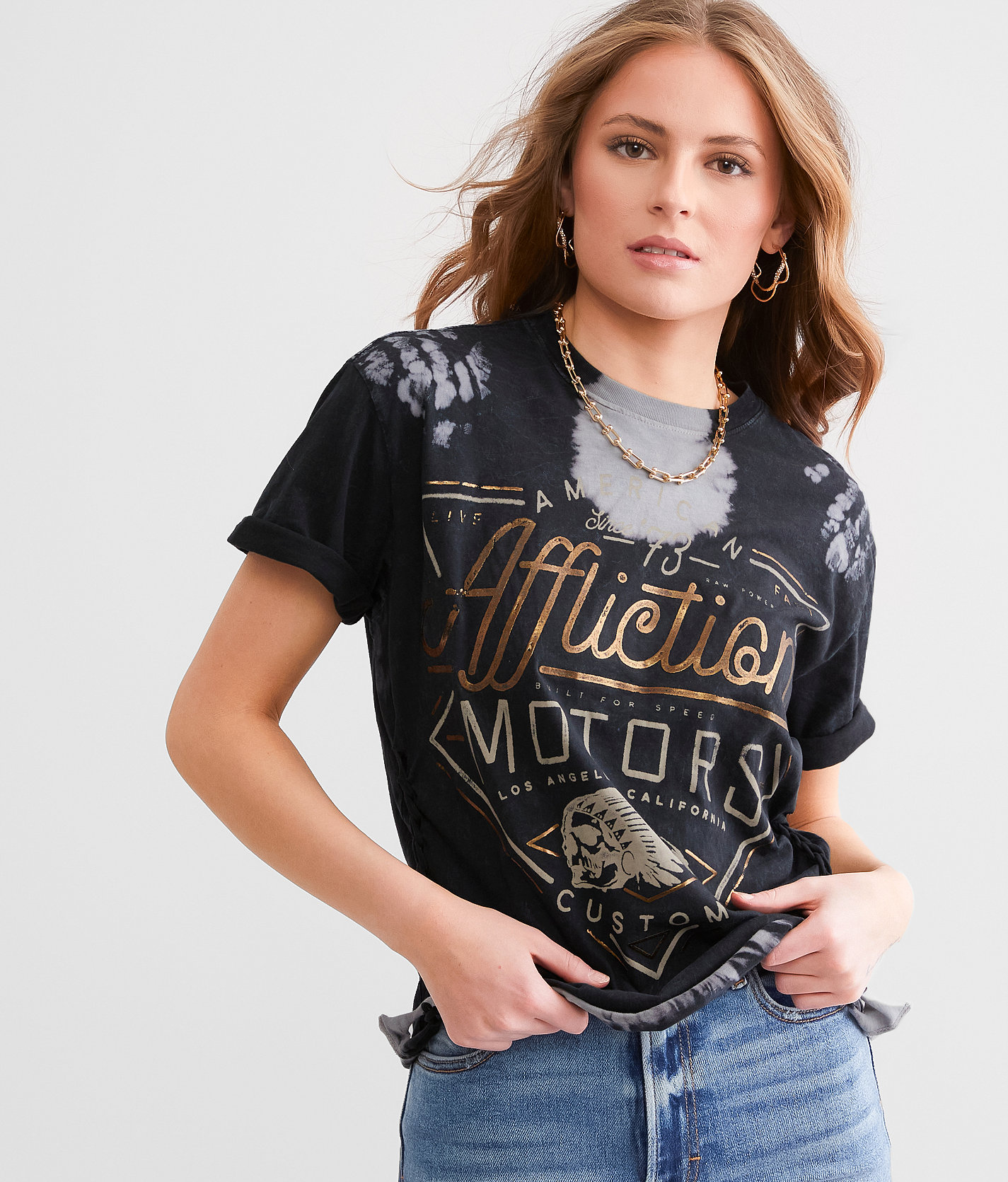 Affliction American Customs Cali Motors T-Shirt - Women's T-Shirts in Eclipse Wash