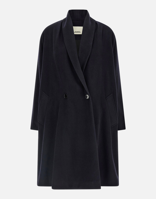 Elise Wool Blend Double-Breasted Long Coat