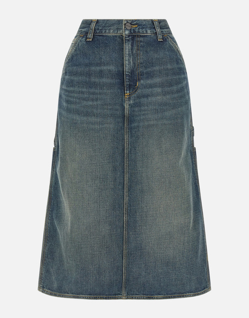 Single Knee Cotton Midi Skirt