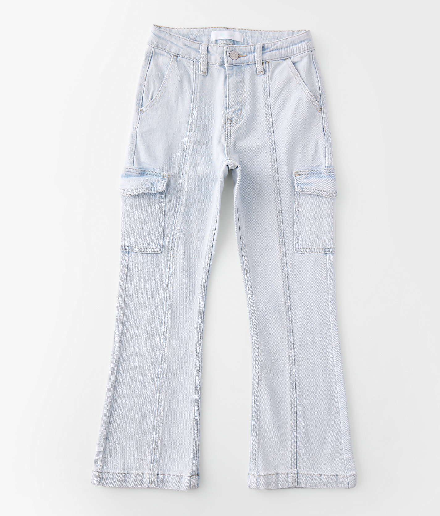 Girls - KanCan High Rise Cargo Flare Stretch Jean - Girl's Jeans in LT Wash