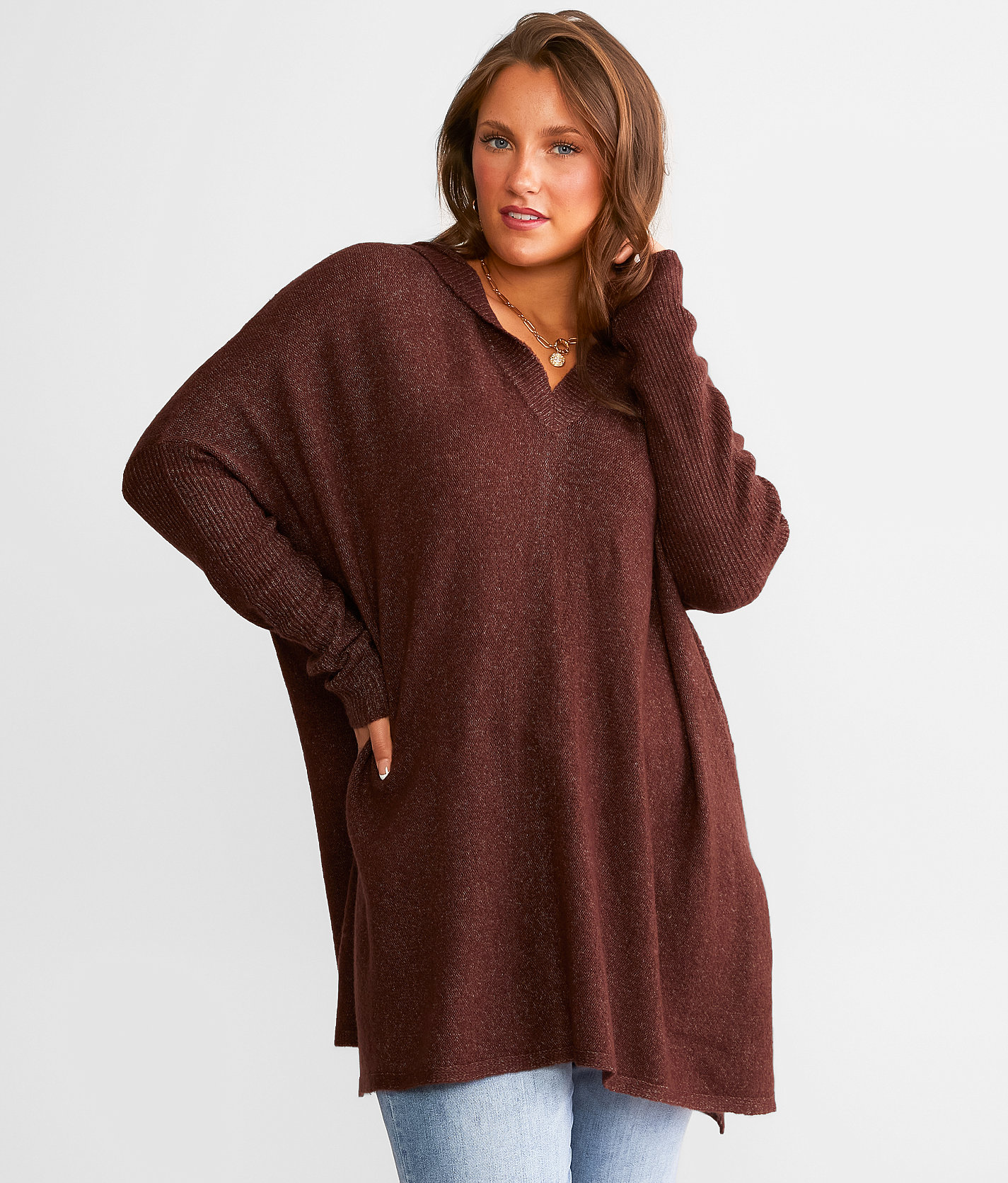 Daytrip Oversized Open Weave Hooded Sweater - Women's Sweaters in Peppercorn