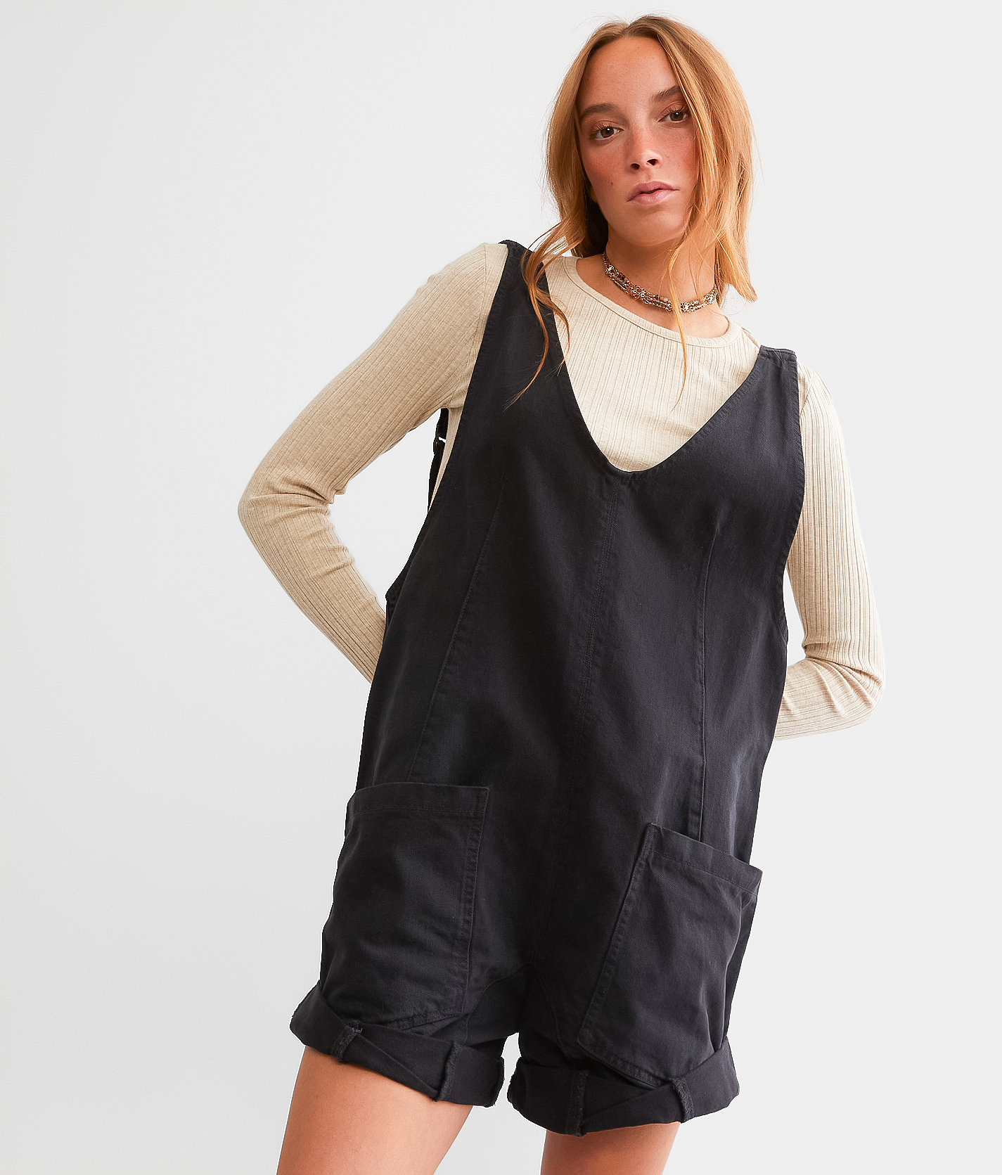 Free People High Roller Overall Short - Women's Rompers & Jumpsuits in True North