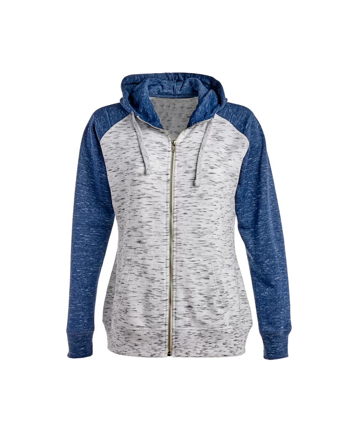 J America JA8679 Ladies' Mélange Fleece 2-Tone Full-Zip Hooded Sweatshirt