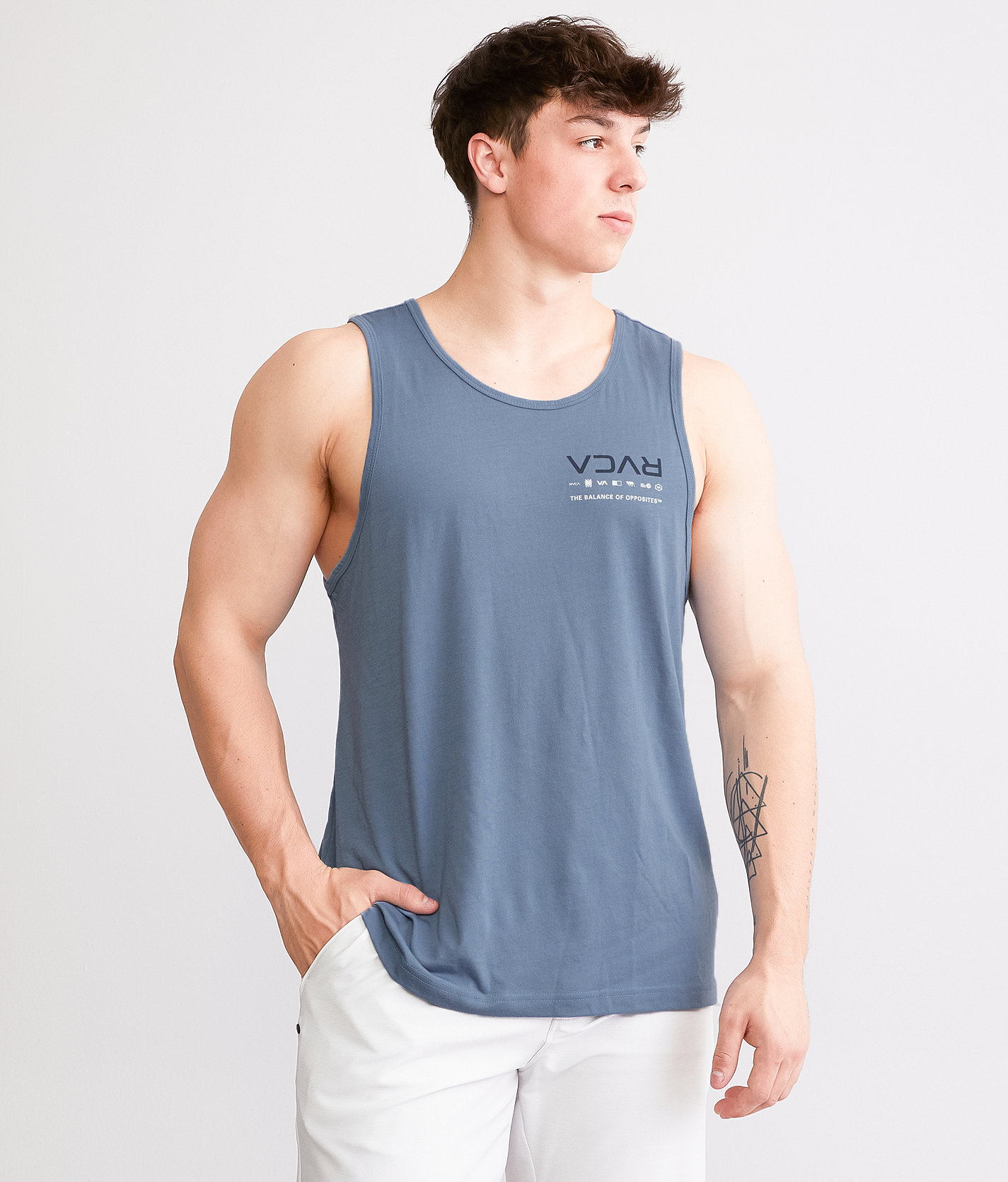 RVCA Splitter Stacks Sport Tank Top - Men's Tank Tops in Blue Tack Sport