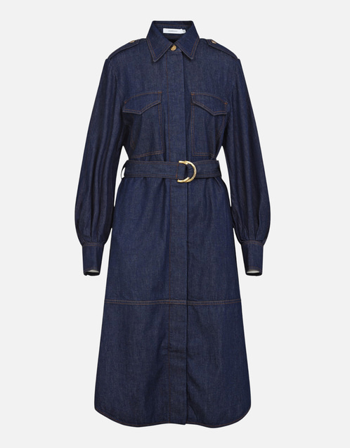 Denim Cargo Midi Dress