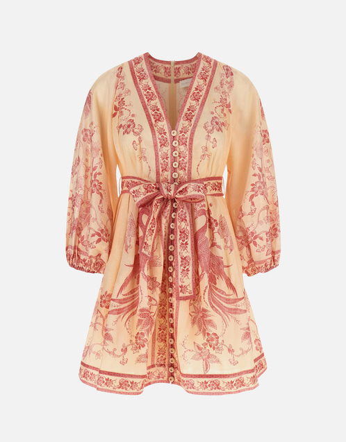 Lucky Plunge Linen Mini Dress