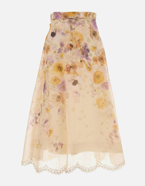 Memento Silk Linen Midi Skirt