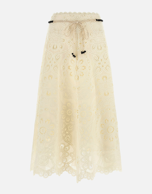 Rhiannon Embroidered Cotton Midi Skirt
