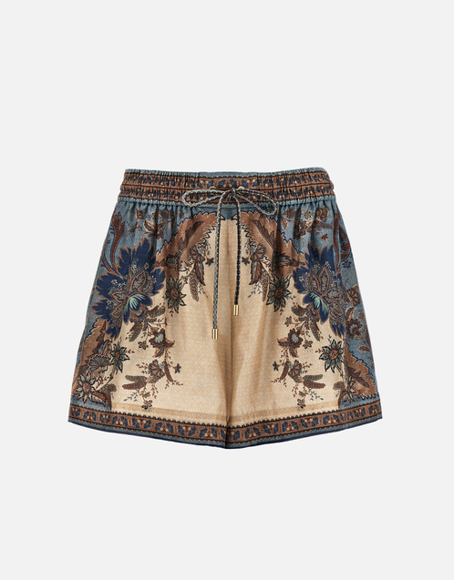 Ascension Silk Indienne Floral Mid-Rise Relaxed Shorts