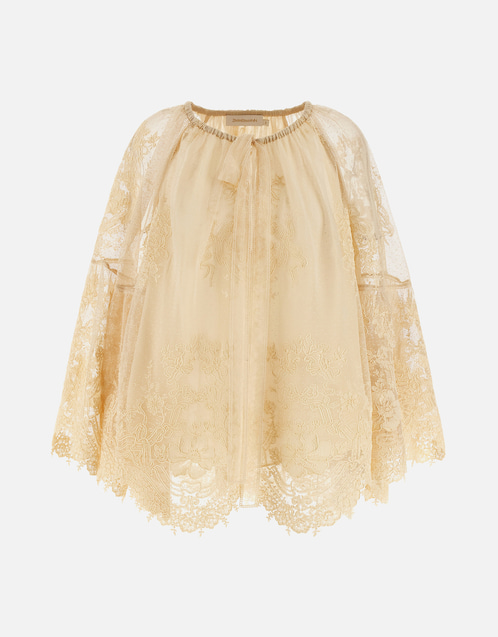 Hypnotic Tiered Lace Oversized Fit Blouse