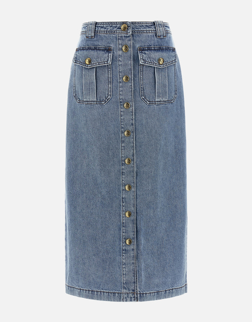 Denim Pencil Cotton Midi Skirt