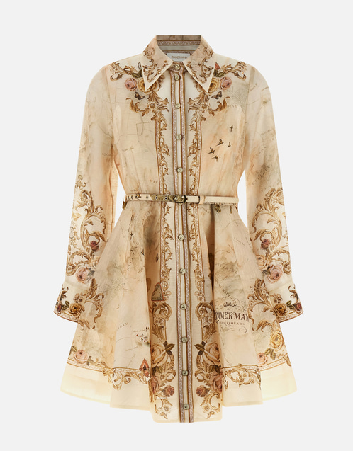 Memento Buttoned Linen Silk Mini Dress