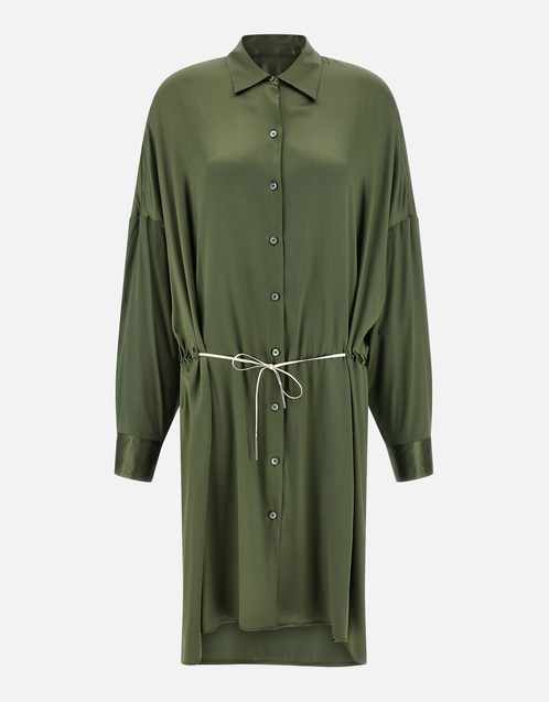 Dinidia Silk Satin Shirt Dress