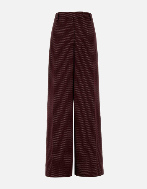Embroidered Satin Wide-Leg Pants