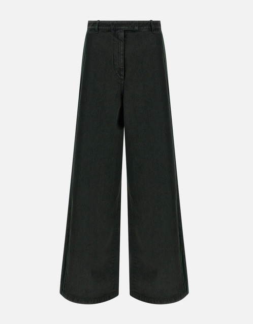 Cotton Denim Wide Leg Jeans