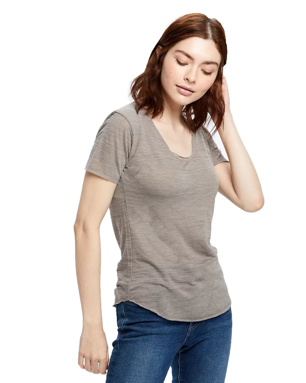 US Blanks US333 Ladies' Scalloped Hem Short-Sleeve Scoop Neck