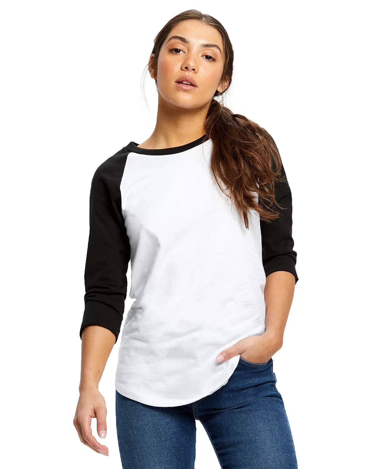US Blanks US600 Ladies' 4.3 Oz., 3/4-Sleeve Baseball Raglan