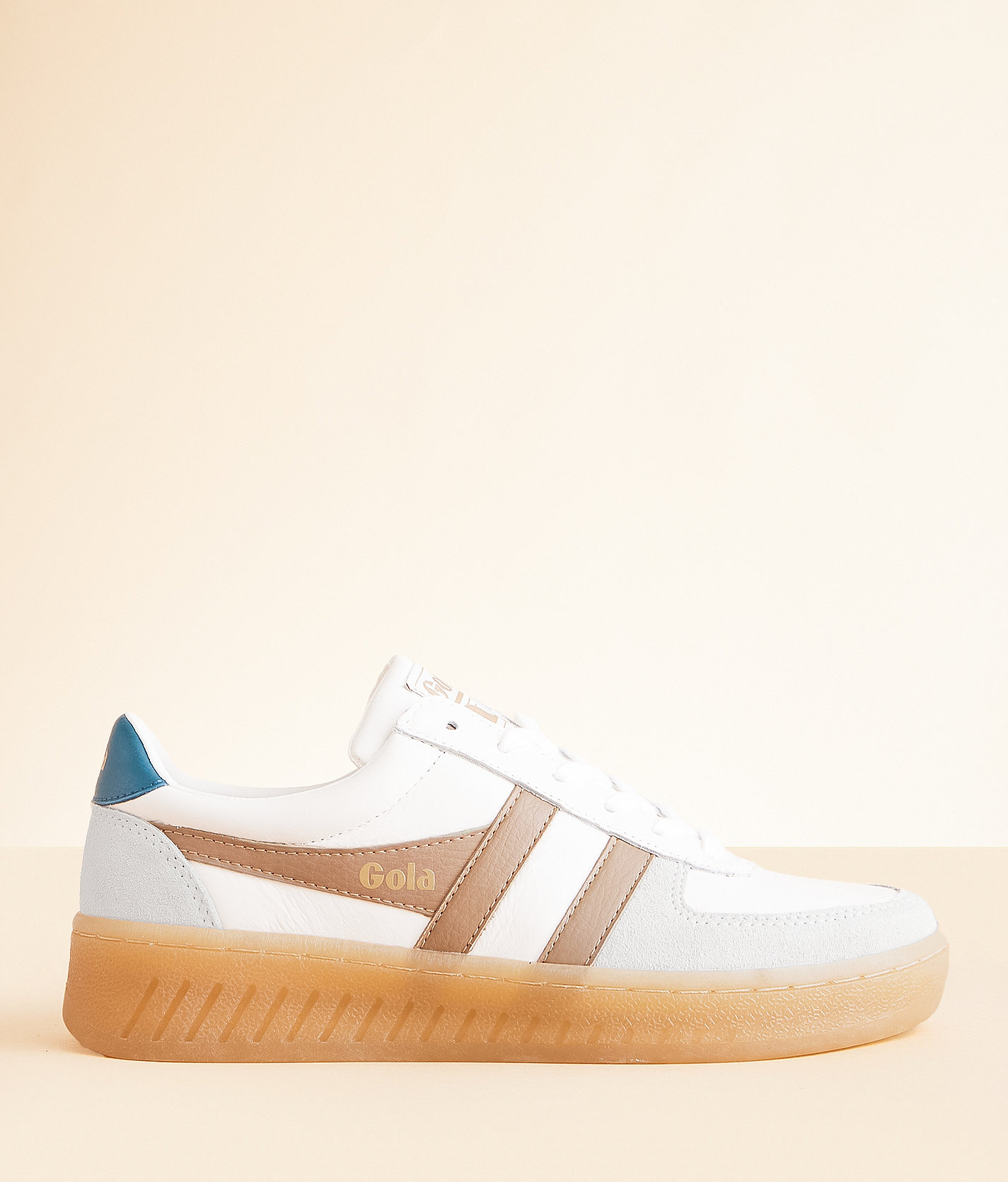Gola® Grandslam Elite Leather Sneaker - Women's Shoes in White Light Caramel
