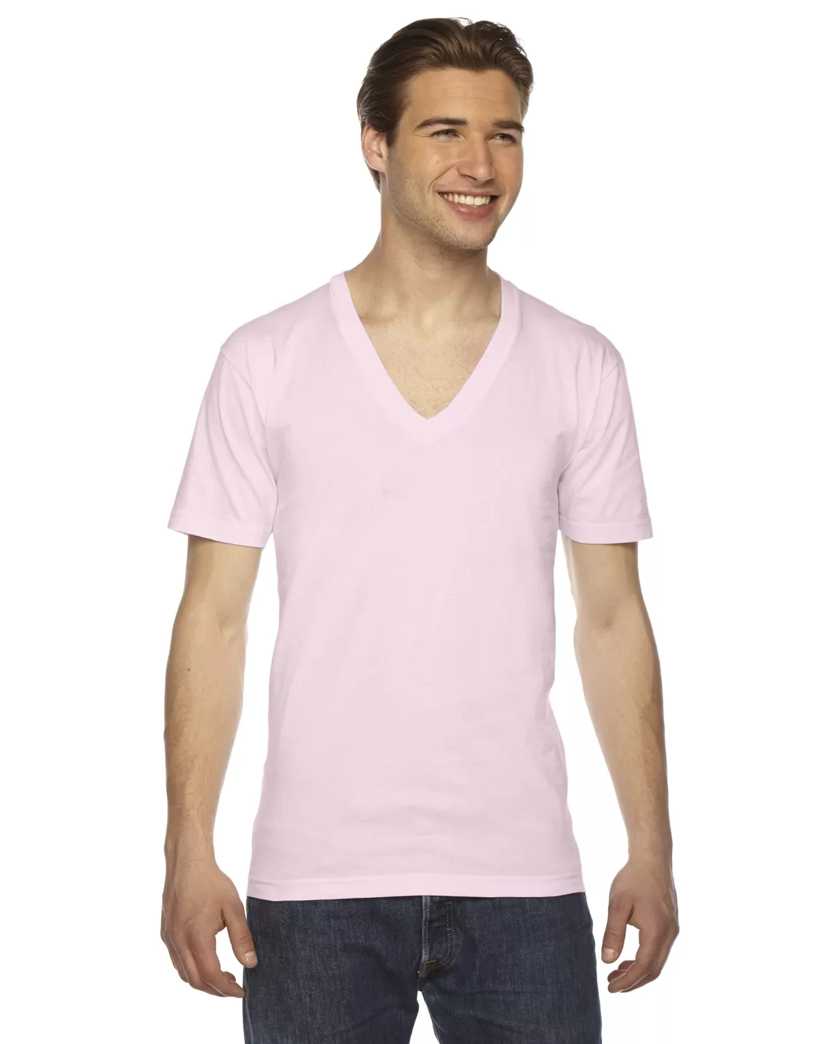 American Apparel 2456 Unisex USA Made Fine Jersey Short-Sleeve V-Neck T-Shirt