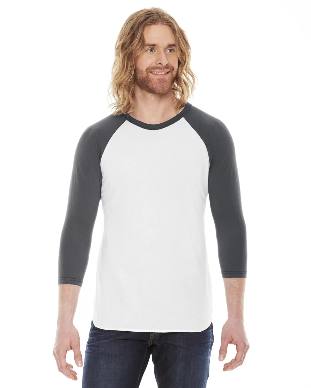American Apparel BB453W Unisex Poly-Cotton 3/4-Sleeve Raglan T-Shirt