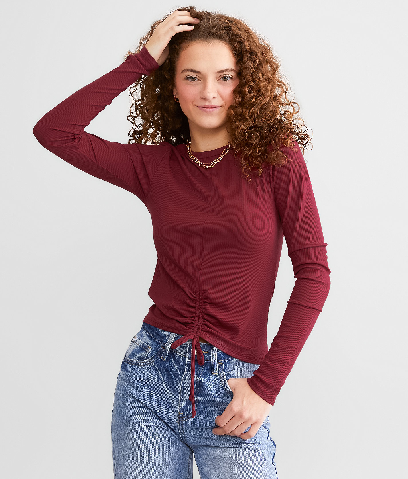 FITZ + EDDI Ribbed Top - Women's Shirts & Blouses in Burgundy
