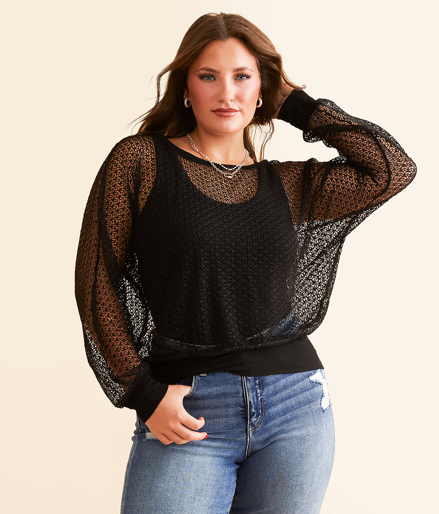 Daytrip Open Stitch Top - Women's Shirts & Blouses in Black
